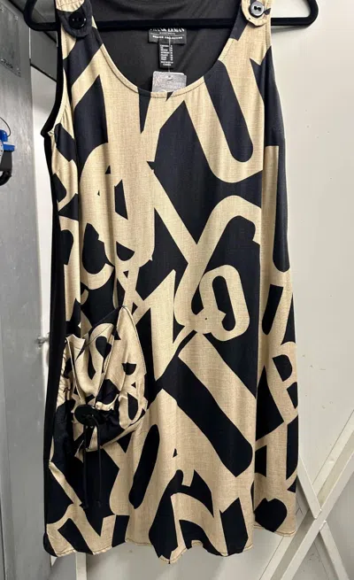 Frank Lyman Tank Linen Dress In Black In Beige
