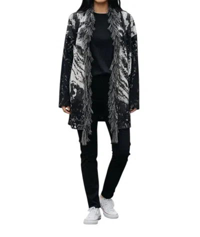 Frank Lyman Tassel Trim Cardigan In Black