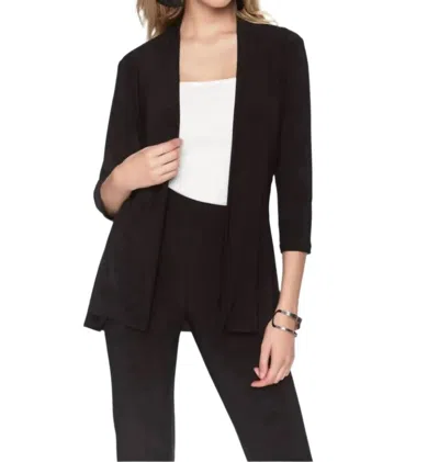 Frank Lyman Throwover Knit Three Quarter Sleeve Jacket In Black