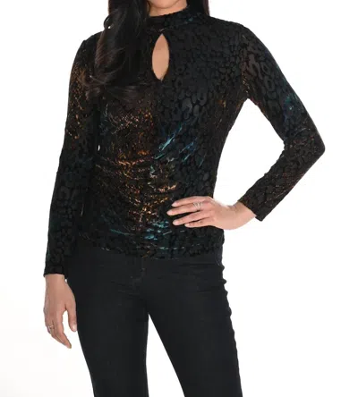 Frank Lyman Top In Black/teal In Multi