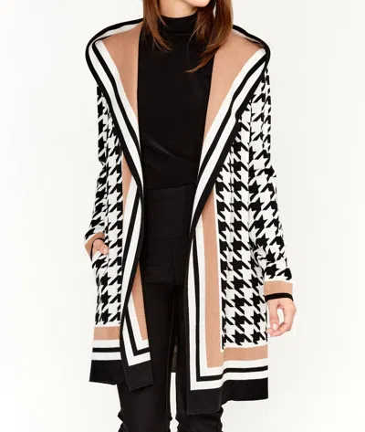 Frank Lyman Tri-tone Houndstooth Jacket In Black/taupe In Multi