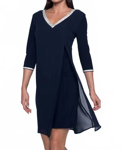 Frank Lyman V-neck Dress In Midnight In Blue