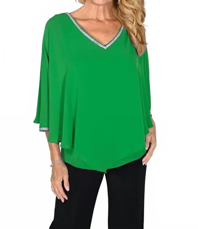 Frank Lyman V Neck Overlay Top In Green