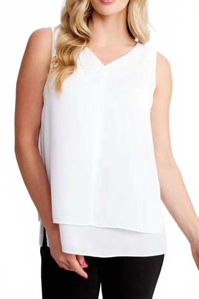 Frank Lyman V-neck Sleeveless Top In White