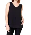Frank Lyman V-neck Sleeveless Woven Top In Black In Black
