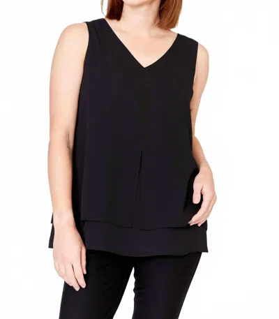 Frank Lyman V-neck Sleeveless Woven Top In Black
