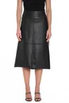 Frank Lyman Vegan Leather Midi Skirt In Black