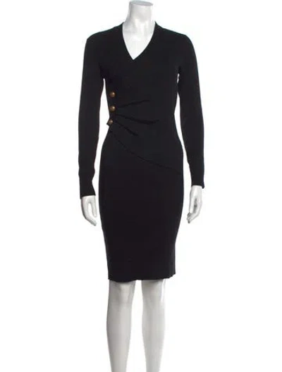 Pre-owned Frank Lyman V-neck Knee-length Dress In Black