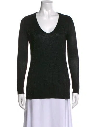 Pre-owned Frank Lyman V-neck Long Sleeve Top In Black