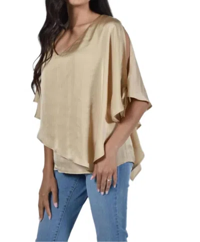 Frank Lyman V-neck Tie Sleeve Top In Gold In Nude