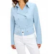 Frank Lyman Waist-length Knit Jacket In Pale Blue In Blue