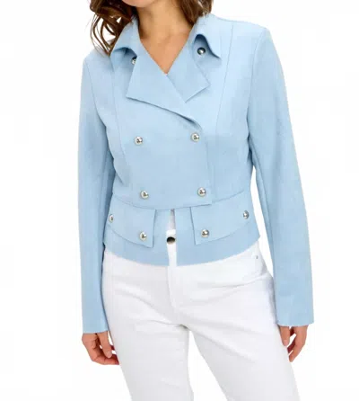 Frank Lyman Waist-length Knit Jacket In Pale Blue