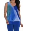 Frank Lyman Watercolor Layered Sleeveless Top In Royal/ Aqua In Blue