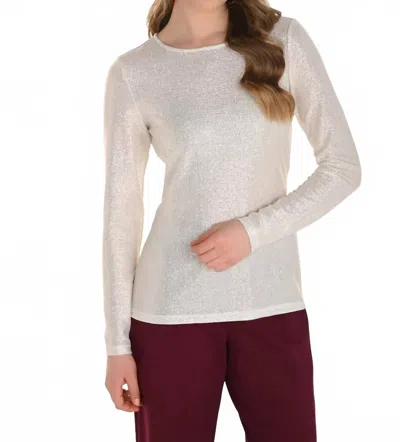 Frank Lyman Whitley Sparkle Long Sleeve Pullover Top In White In Neutral