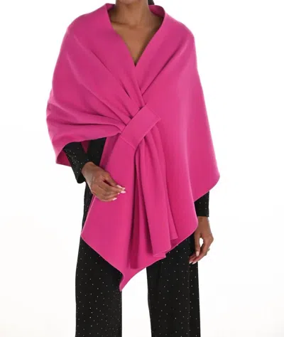 Frank Lyman Wisteria Woven V-neck Cape In Fuchsia In Pink