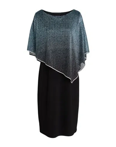 Frank Lyman Woman Midi Dress Black Size 16 Polyester, Metallic Fiber In Blue