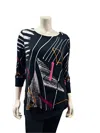 Frank Lyman Women's Abstract Three Quarter Sleeve Top In Multi In Multi
