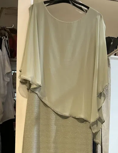 Frank Lyman Women's Cape Gown In Green Tea In Neutral