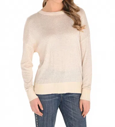 Frank Lyman Women's Crew Neck Crystal Top In Beige In Neutral