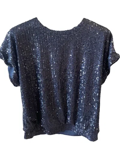 Frank Lyman Women's Glamorous Sequin Top In Navy Marine In Black