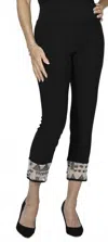 Frank Lyman Pull On Knit Pant In Black/off White In Multi