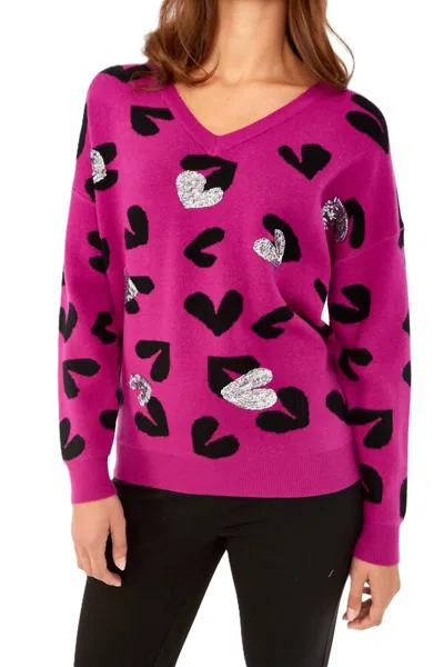 Frank Lyman Women's Knit Sweater In Magenta Black In Multi