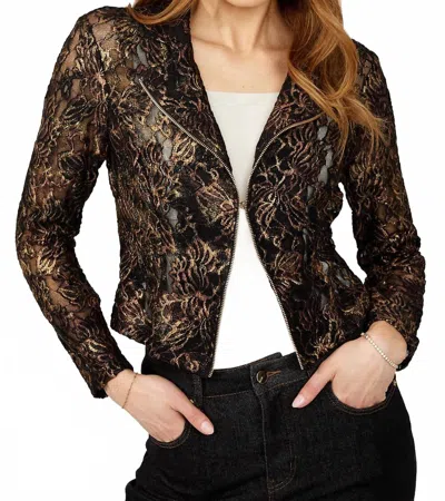 Frank Lyman Women's Lace Jacket In Black/gold In Brown