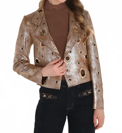 Frank Lyman Women's Moto Jacket In Cognac/gold In Brown