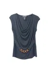 Frank Lyman Women's Ruched Cap Sleeve Top In Black In Blue