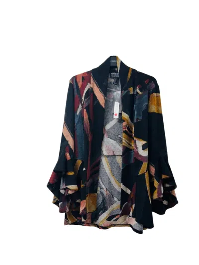 Frank Lyman Women's Ruffle Bell Sleeves Pull On Jacket In Multi In Blue
