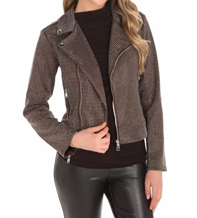 Frank Lyman Women's Sparkle Moto Jacket In Mocha In Brown