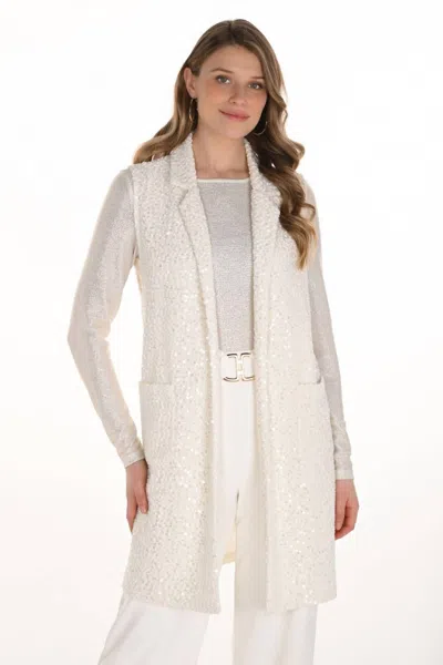 Frank Lyman Women's Sparkle Vest In Winter White In Beige