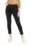 Frank Lyman Woven Beaded Slim Jeans In Black In Black