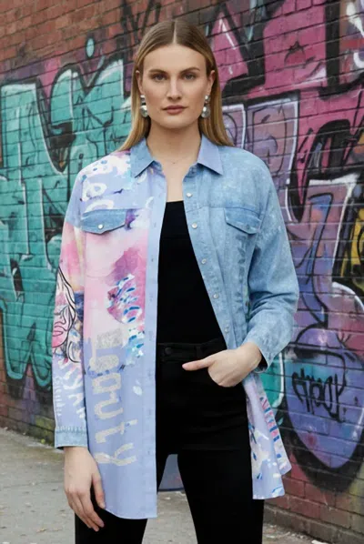 Frank Lyman Woven Blouse In Pink/blue In Multi