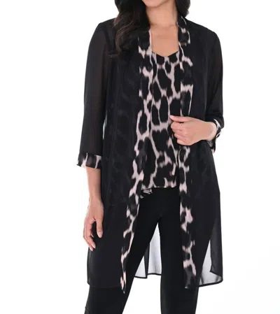Frank Lyman Woven Cover Up In Black/blush