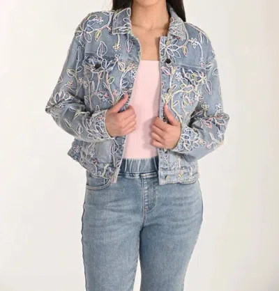 Frank Lyman Woven Denim Jacket In Light Blue