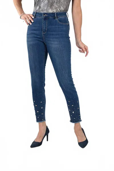 Frank Lyman Woven Denim Pant In Blue