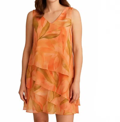 Frank Lyman Woven Dress In Orange/green