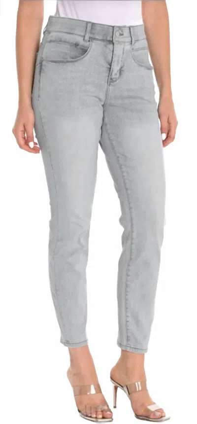 Frank Lyman Woven High-waisted Pant In Grey Denim