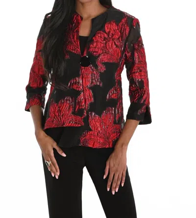 Frank Lyman Woven Jacket In Black/red