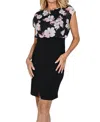 Frank Lyman Woven Knit Dress In Black/pink In Multi
