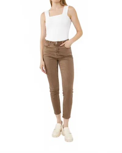 Frank Lyman Woven Pant In Taupe In Brown