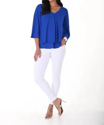 Frank Lyman Woven Top In Bright Blue
