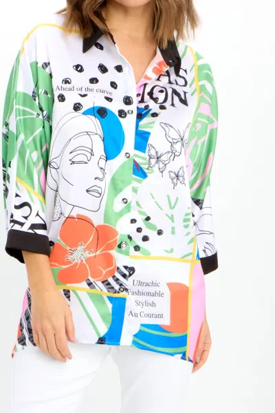 Frank Lyman Woven Top In Off White / Multi