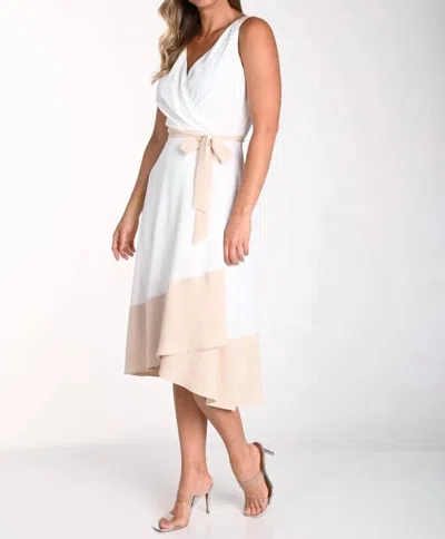 Frank Lyman Wrap Dress In White/sand
