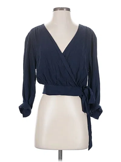 Pre-owned Frank + Oak Long Sleeve Blouse In Blue