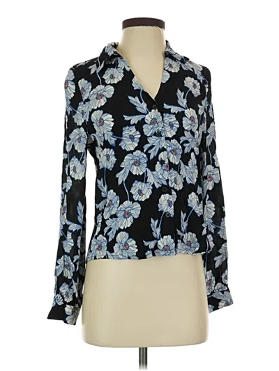 Pre-owned Frank + Oak Long Sleeve Blouse In Blue