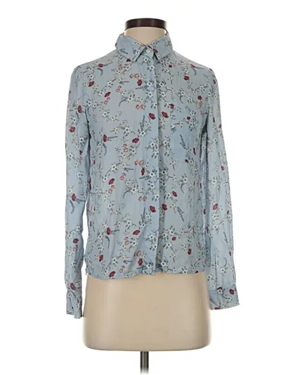 Pre-owned Frank + Oak Long Sleeve Blouse In Blue