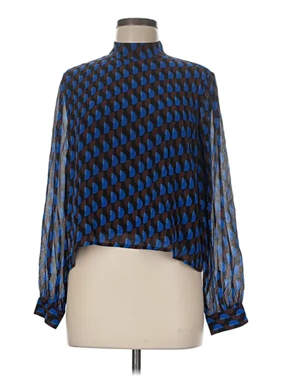 Pre-owned Frank + Oak Long Sleeve Blouse In Blue