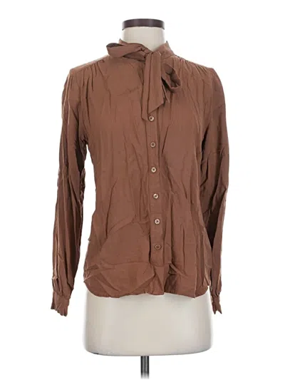 Pre-owned Frank + Oak Long Sleeve Blouse In Brown
